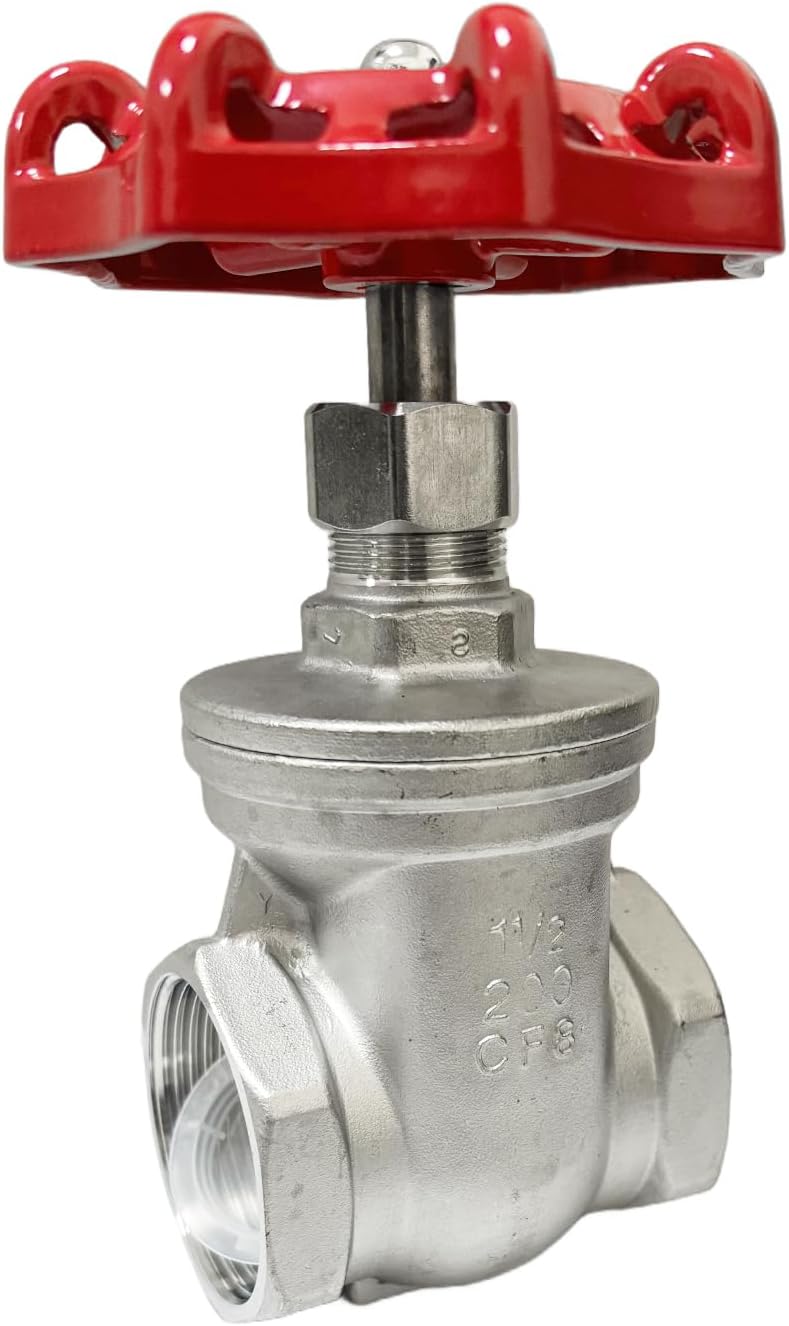 KH  2 Pcs Heavy Duty Gate Valve - 1-1/2" NPT Stainless Steel Female x Female Thread Rotary Sluice Valve - Image 1